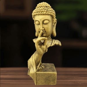 묵언의 부처님상 황동색 석가모니 불상 묵언수행 부처님 석상 가정용 불단 불교 굿즈 용품