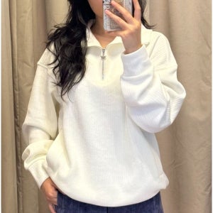아디다스 우먼스 오리지널 코지 하프 집업 크루넥 맨투맨 화이트 흰색 JM8059