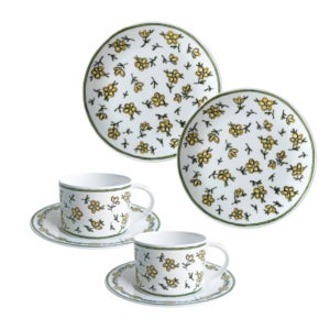 [트위그뉴욕] 뉴욕 몰리해치 올웨이즈 데이지체인 컵 받침 2인 티타임 세트 6pcs_홈카페 집들이선물 결혼선물