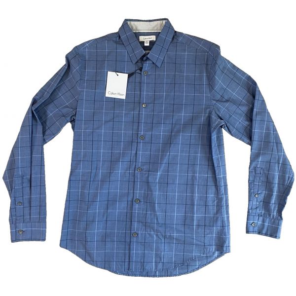 캘빈클라인 <b>S</b> 스몰 윈도우 플래드 인피니트 <b>쿨</b> 긴팔 버튼<b>다운</b> 셔츠 5689347