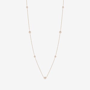 [NEW]14k 18k 베젤 랩 다이아몬드 스테이션 롱 목걸이(80cm)