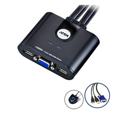 2포트 USB KVM 스위치 VGA RGB 본체 PC 2대 키보드 마우스 공유기