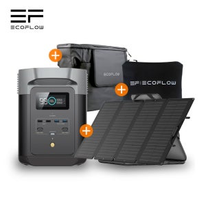 에코플로우 델타2맥스 태양광220W 패키지 세트 파워뱅크 3000사이클 리튬인산철 2400W 캠핑 차박