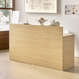 E0자재 카운터 계산대 인포데스크 안내데스크 1600mm, 선반 우측 / 오크 (MN2077)