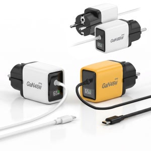 65W GaN 초고속 충전기 C타입 일체형 2M 케이블 LED출력표시 PPS PD3.0 접지플러그 노트북 아이폰 갤럭시 맥북