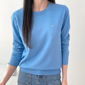 루솔 라운드 니트티 펜던트 봄 니트 여리 레이어드 셀렉티드 핑크