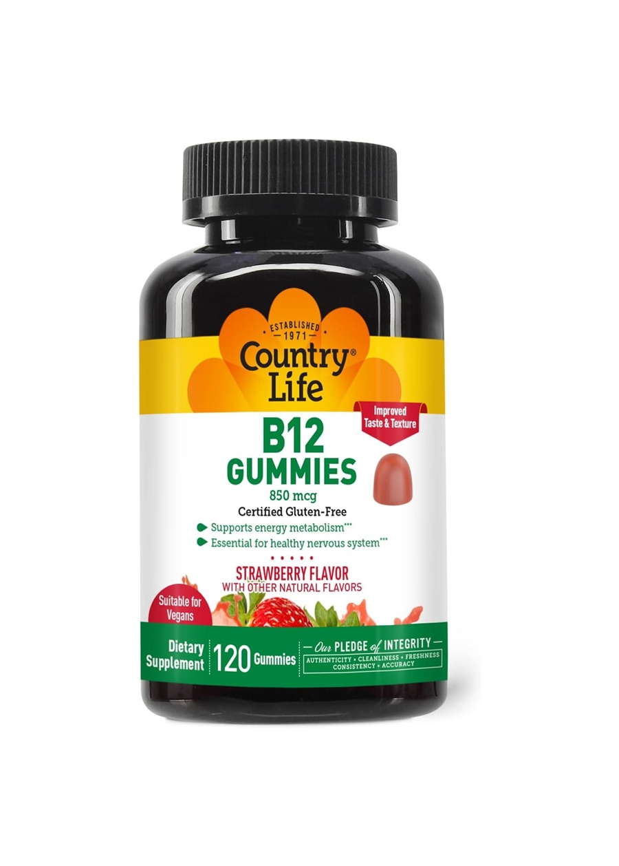 <b>컨트리라이프</b> 비타민B12 구미 젤리 850mcg <b>시아노코발라민</b> 딸기 맛 120개입