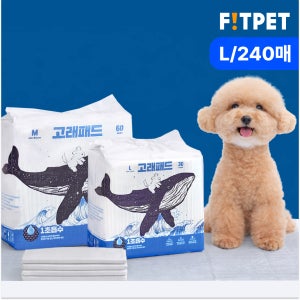 강아지 두꺼운 배변 패드 애견 고래 고흡수 냄새잡는 대용량 대형, 30매입, 8개