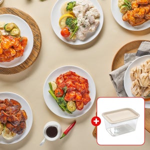 [대용량] 육식토끼 한입 닭가슴살 100g 6종 100팩+전자레인지 용기