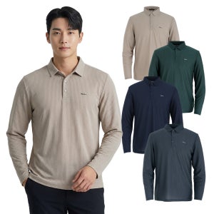 MOLEX 여름 남성 엠보 카라 긴팔 티셔츠 등산 티 기능성 작업복 상의 시어서커 453