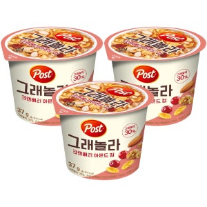 포스트 크랜베리아몬드 컵시리얼 37g, 3개