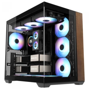 쓰리알 3RSYS S480 WOOD BTF 블랙 미들타워 PC케이스