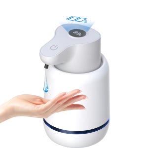 큐핏 자동주방세제 디스펜서 손세정기 세정제 핸드워시 욕실 디스펜서 폼타입, 420ml, 화이트