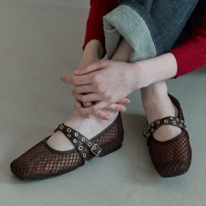[스퍼] 클립톤 메쉬 메리제인 스트랩 플랫슈즈 1cm -WS9007 (3color)