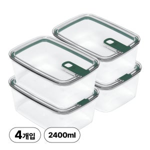리브비 국내생산 모듈러 신소재 에코젠 반찬통 밀폐용기 2.4L, 그린, 4개