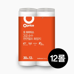 오프라이스 3겹 천연펄프 화장지 30m 12롤