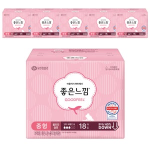 좋은느낌 오리지널 울트라슬림 날개 중형, 18개입, 6팩