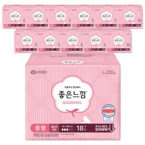 좋은느낌 오리지널 울트라슬림 날개 중형, 18개입, 12팩