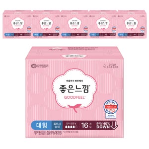 좋은느낌 오리지널 울트라슬림 날개 대형, 16개입, 6팩