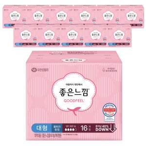 좋은느낌 오리지널 울트라슬림 날개 대형, 16개입, 12팩