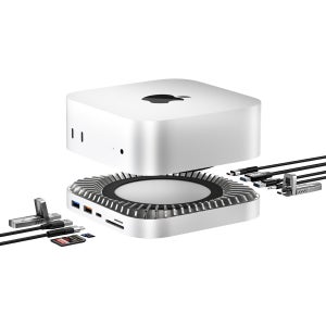 Mac mini M4용 도킹 스테이션 M.2 NVMe/SATA SSD 케이스 포함