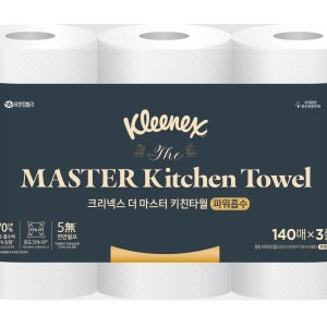 크리넥스 키친타올 더 마스터 종이타올 140매12롤x1팩주방 업소용 대용량두꺼운 타월