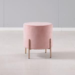케리 벨벳 작은 콘솔 미니 스툴 화장대 의자 원형 핑크
