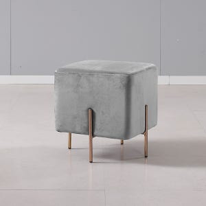 케리 벨벳 작은 콘솔 미니 스툴 화장대 의자 사각 그레이