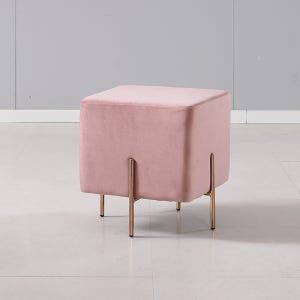 케리 벨벳 작은 콘솔 미니 스툴 화장대 의자 사각 핑크