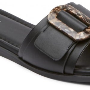 록포트 이모젠 슬라이드 샌들 블랙 쿠션 스트랩 여름샌들 데일리룩 미니멀 디자인