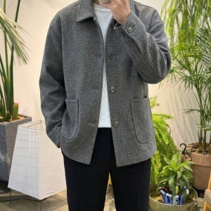 간절기 봄가을 울 버튼 남자 드롭 크롭 자켓