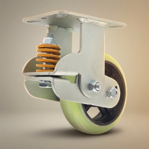 스프링완충바퀴 6인치(15cm) 350kg 대차바퀴 산업용캐스터 미색고정