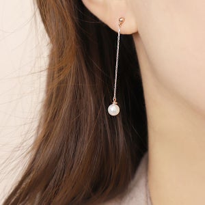 스와로브스키 진주 롱 드롭 925실버 로즈골드 은 귀걸이