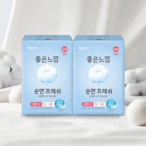 좋은느낌 순면프레쉬 중형 36매 X 2EA / 냄새 99% 제거 생리대