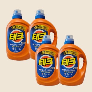 LG생활건강 테크 베이킹소다+구연산 일반용 액체세제 3L x 4개
