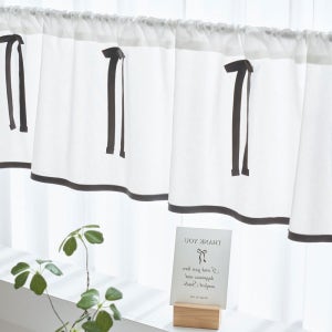 30수 워싱면 블랙 리본 바란스 주방 가리개 커튼