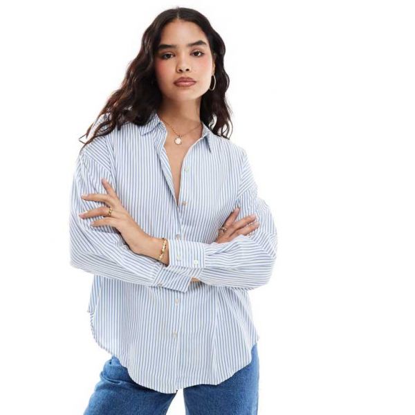 Vero Moda 베로 모다 오버사이즈 셔츠 (파란색과 흰색 스트라이프) 7541543
