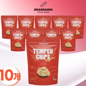 마마메 템페칩스 단백질 프로틴칩 저칼로리 과자 건강스낵 어린이간식 핫칠리, 50g, 10개