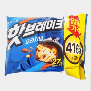 핫브레이크 대용량 미니 초코바 416g 약31개입 낱개포장 사무실 탕비실 간식