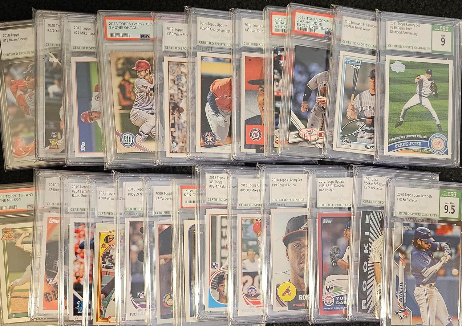 스타들이 많이 있는 500 카드 야구 LOT 스타터 박스 슈퍼스타즈 모든 수집 팩에 PSA CGC BGS SGC 사인 또는 저지 팀 세트 삽입 베이브 루스 마이크 트라웃 이치로 및