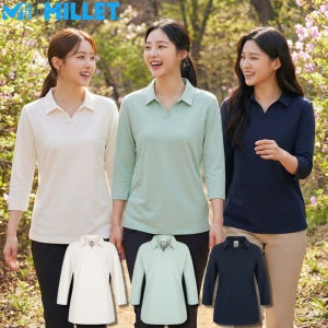 밀레 카라티셔츠 여성 기능성 신축송 7부 아웃도어 등산 티셔츠 에베레스트 K2 한라산