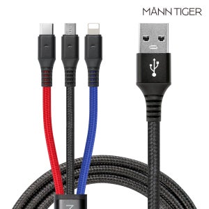 [N배송] 만타이거 트리플 3in1 멀티 5핀 8핀 C타입 고속 충전케이블 2m, 2개