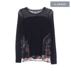 ZARA 자라 플라워 레이스 패치 블랙 롱슬리브 티셔츠 WOMAN-S