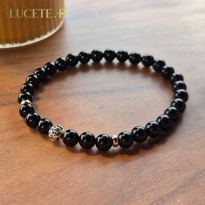 천연 오닉스 호안석 원석 팔찌 실버 참 포인트 남녀공용 커플팔찌 의미있는 선물