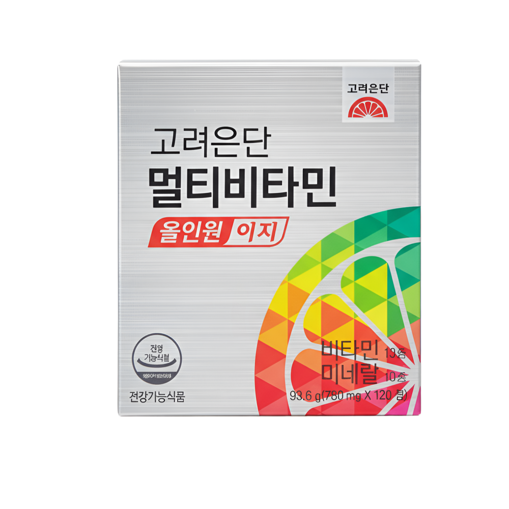고려은단 멀티<b>비타민</b> 올인원<b>이지</b> <b>비타민</b>미네랄 종합건강 데일리영양 밸런스케어 120정