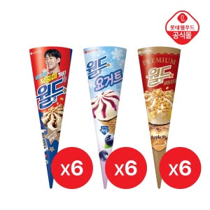 롯데웰푸드 북중미 월드컵 이벤트 X 월드콘 바닐라 160ml x 6개+월드콘 요거트 저당 160ml x 6개+월드콘 애플파이 160ml x 6개