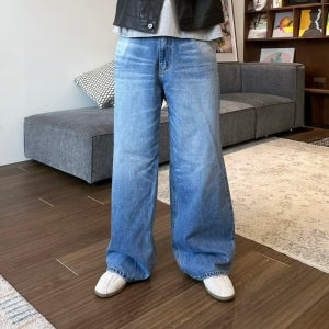 진청바지 중청바지 남자와이드팬츠 남자통바지 와이드데님팬츠