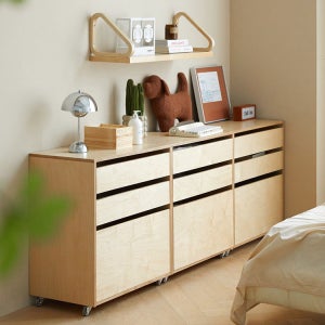 페르지아 이동식 3단 우드 서랍 사이드장 침실 수납장