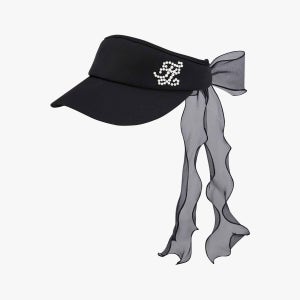 페어라이어 골프웨어 오간자 리본 진주 바이저