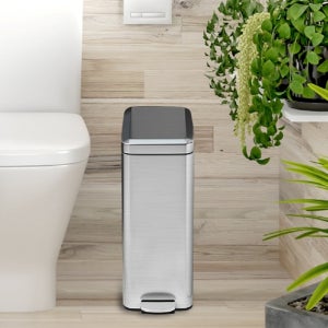 원룸 화장실 틈새 종량제 무소음 페달 스텐 휴지통10L